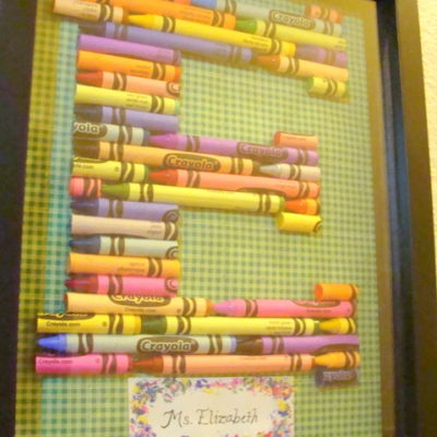 Crayon Monogram Teacher Gift Frame on Sugar Bananas