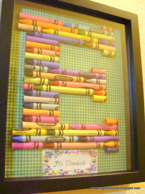 Crayon Monogram Teacher Gift Frame on Sugar Bananas