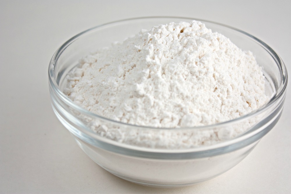flour in a glass bowl