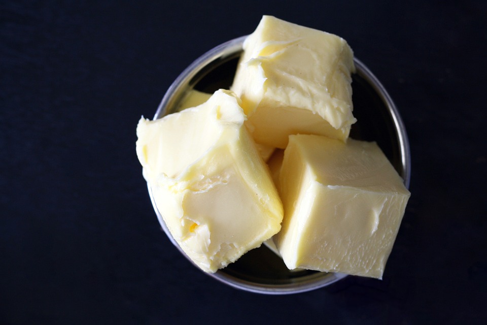 hunks of butter in a dish