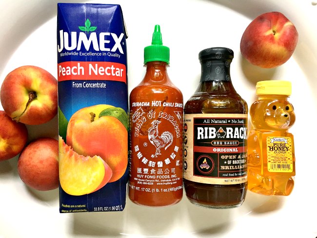 Ingredients for Peach BBQ Sauce Recipe on www.sugarbananas.com