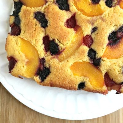Peach Berry Cornmeal Sheet Cake Recipe