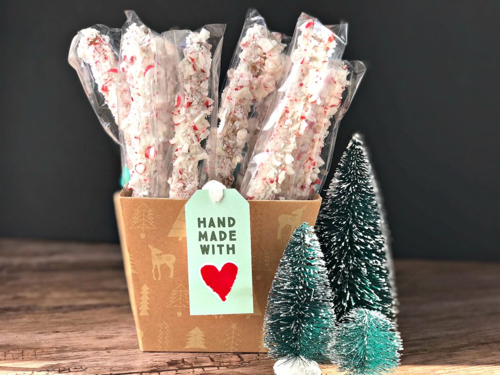 Holiday Food Gift Ideas from www.sugarbananas.com peppermint pretzel rods