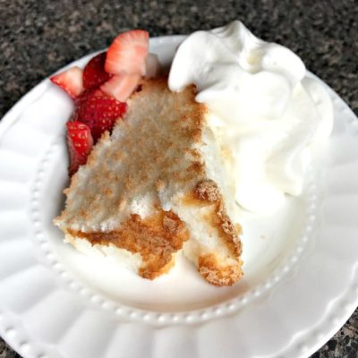 easy angle food cake recipe toasted with berries and cream